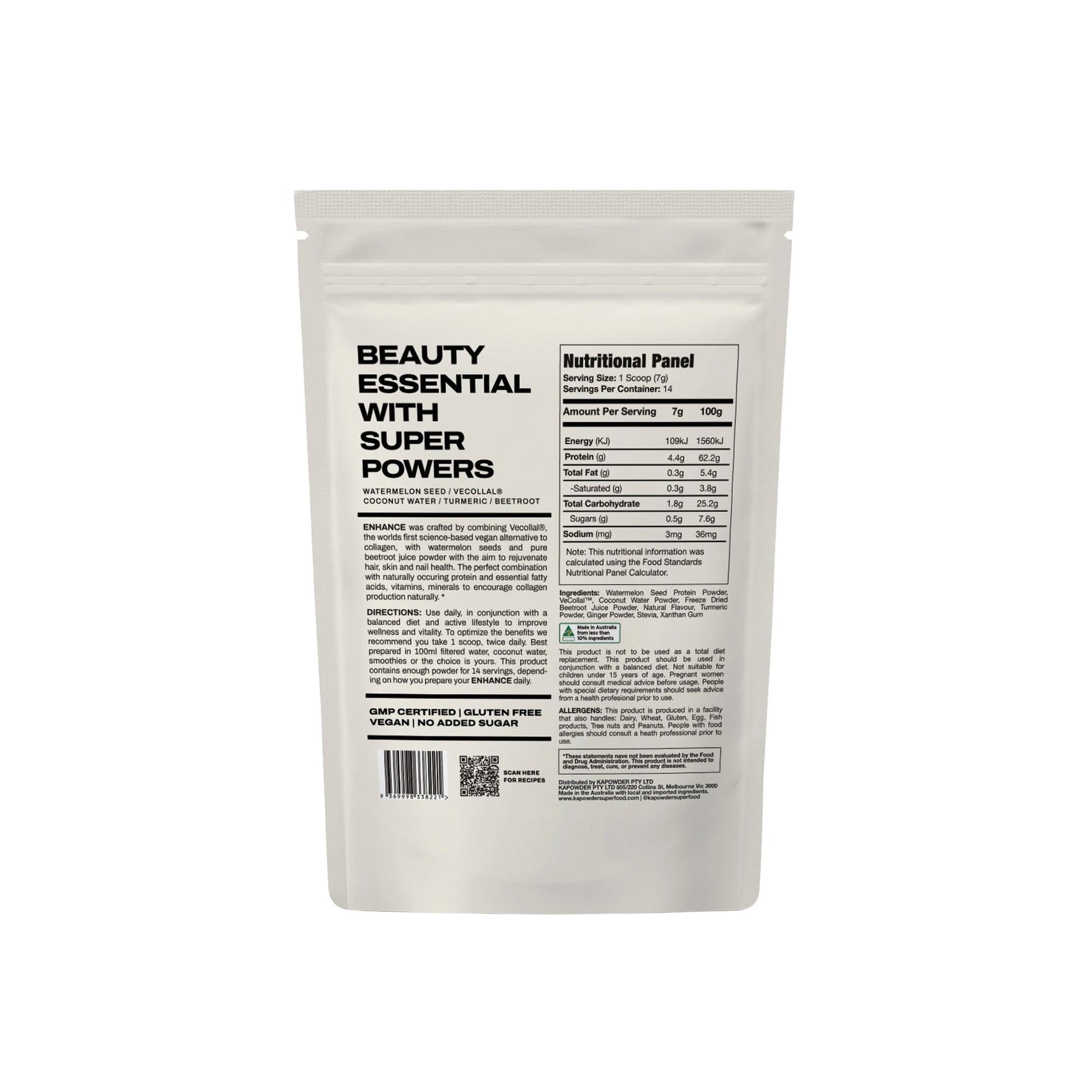 KAPOWDER® Powders ENHANCE | Collagen Powder with Vegan-Friendly VeCollal®